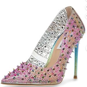 Steve Madden Rainbow Rhinestone Embellished Spike Pumps Sz 9.5 RED BOTTOMS NEW!